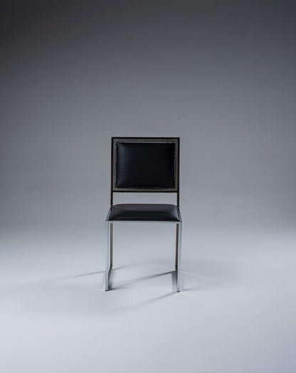 CHAISE EN MÉTAL ET CUIR, 1970s