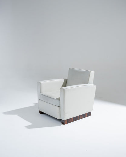 FAUTEUIL EN CUIR ART DÉCO, JACQUES ADNET, 1930s