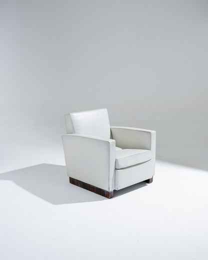 FAUTEUIL EN CUIR ART DÉCO, JACQUES ADNET, 1930s