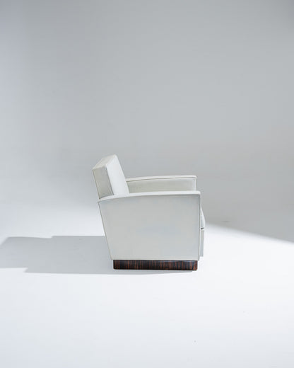 FAUTEUIL EN CUIR ART DÉCO, JACQUES ADNET, 1930s