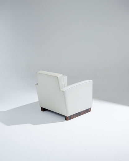 FAUTEUIL EN CUIR ART DÉCO, JACQUES ADNET, 1930s