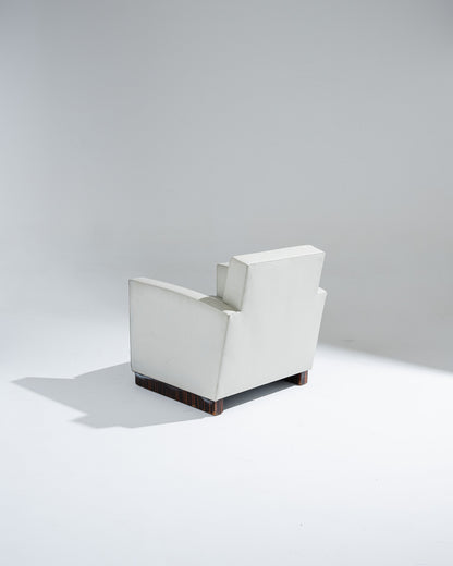 FAUTEUIL EN CUIR ART DÉCO, JACQUES ADNET, 1930s