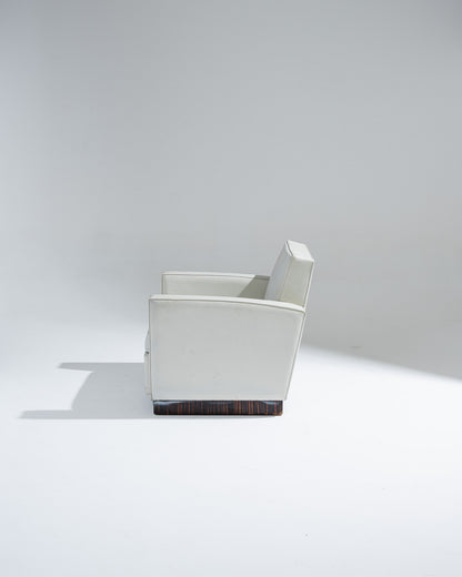 FAUTEUIL EN CUIR ART DÉCO, JACQUES ADNET, 1930s