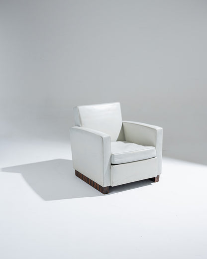 FAUTEUIL EN CUIR ART DÉCO, JACQUES ADNET, 1930s