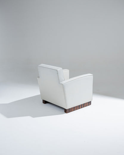 FAUTEUIL EN CUIR ART DÉCO, JACQUES ADNET, 1930s