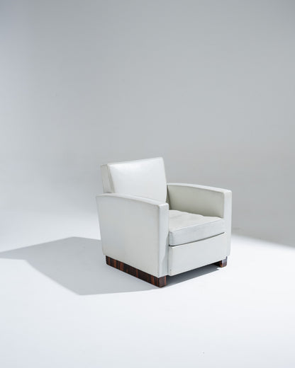 FAUTEUIL EN CUIR ART DÉCO, JACQUES ADNET, 1930s