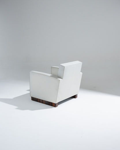 FAUTEUIL EN CUIR ART DÉCO, JACQUES ADNET, 1930s