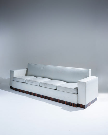 LEATHER SOFA, JACQUES ADNET, 1930s