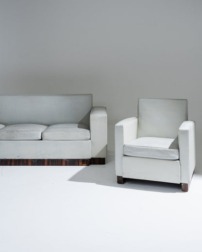 LEATHER SOFA, JACQUES ADNET, 1930s