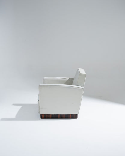 FAUTEUIL EN CUIR ART DÉCO, JACQUES ADNET, 1930s