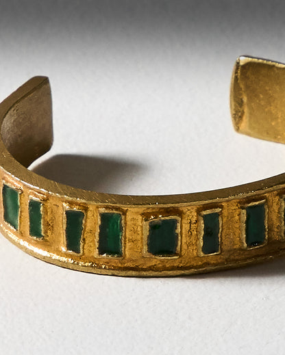 BRACELET EN BRONZE ET EMAIL VERT, 1970s