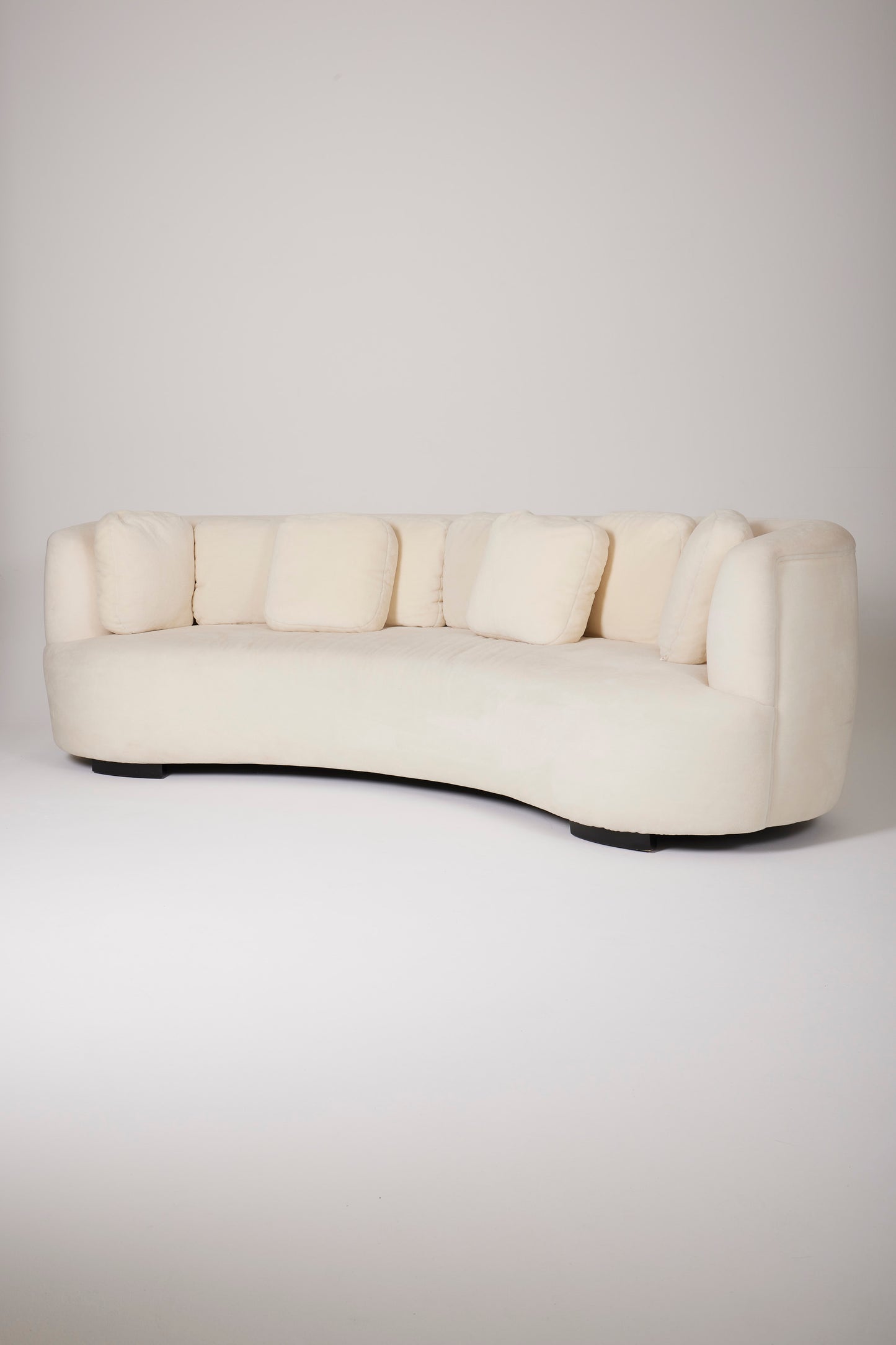 WHITE HALF-MOON MOHAIR SOFA