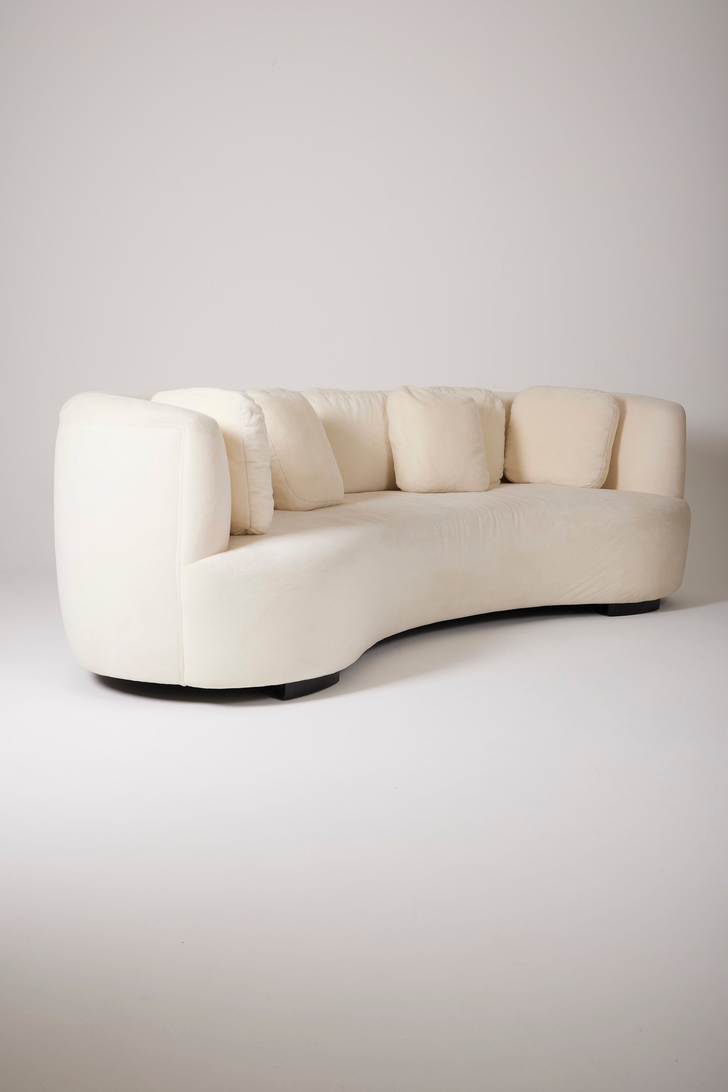 WHITE HALF-MOON MOHAIR SOFA