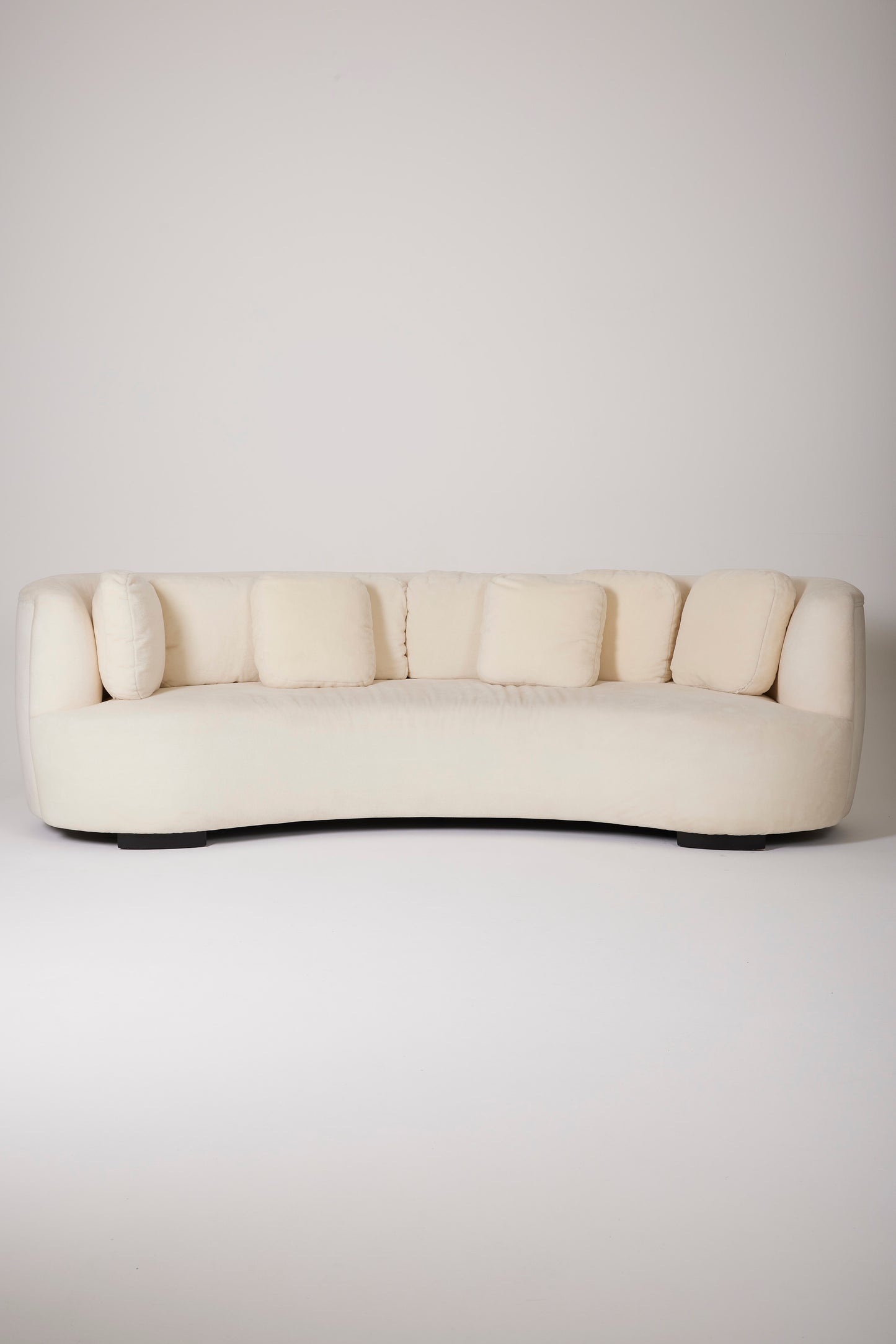 WHITE HALF-MOON MOHAIR SOFA