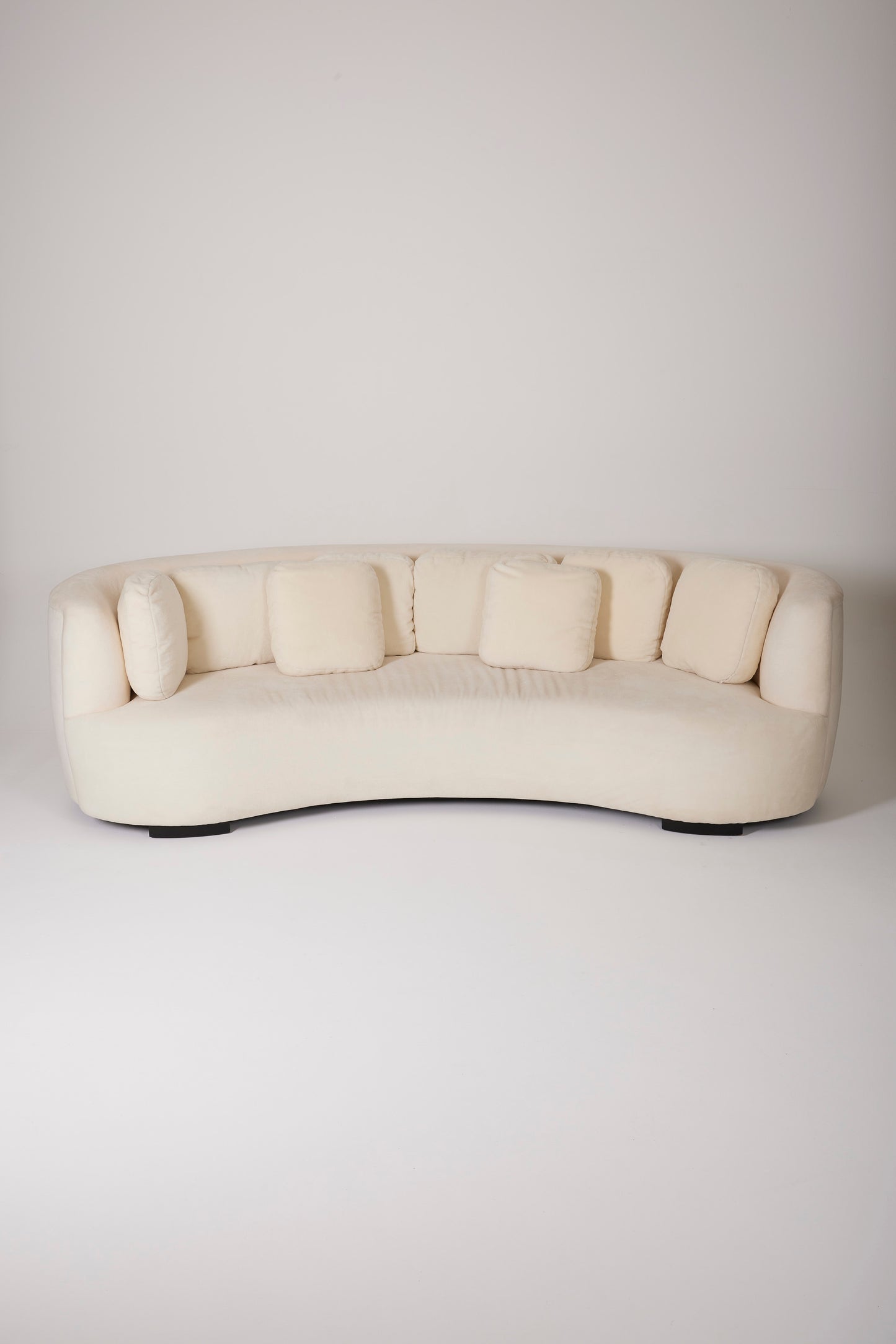 WHITE HALF-MOON MOHAIR SOFA