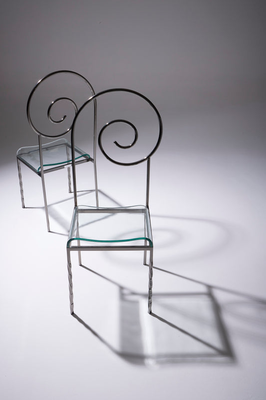 PAIR OF LUIGI SERAFINI “SUSPIRAL” CHAIRS, 1980s