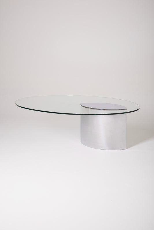 CINI BOERI "LUNARIO" GLASS AND METAL COFFEE TABLE