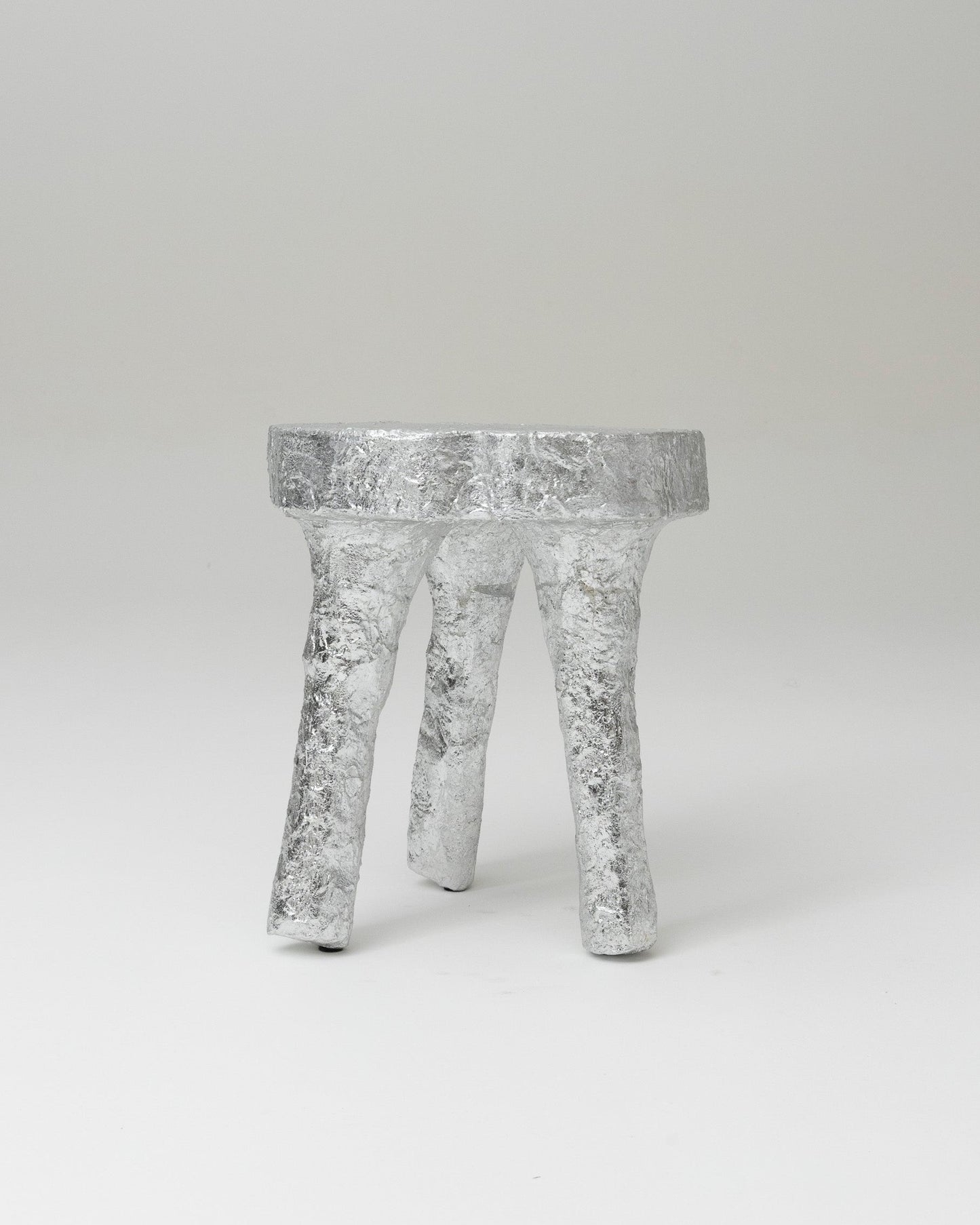 SILVER TRIPOD STOOL