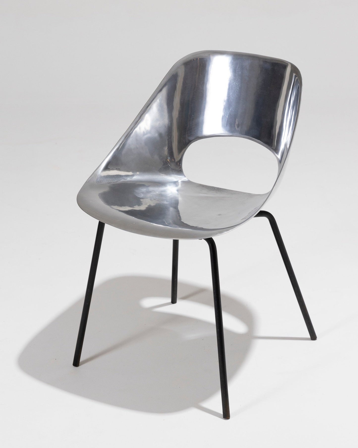 PIERRE GUARICHE ALUMINUM CHAIR, 1950s