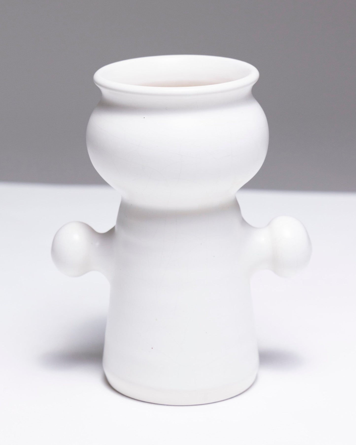 MATT WHITE EARTHENWARE VASE, 1970s