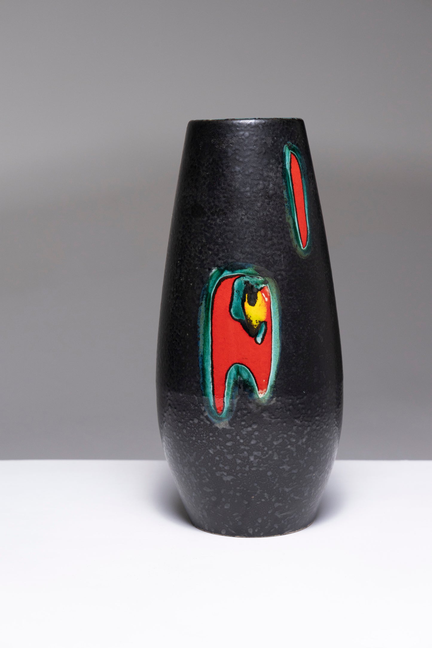 BLACK EARTHENWARE VASE, 1950s