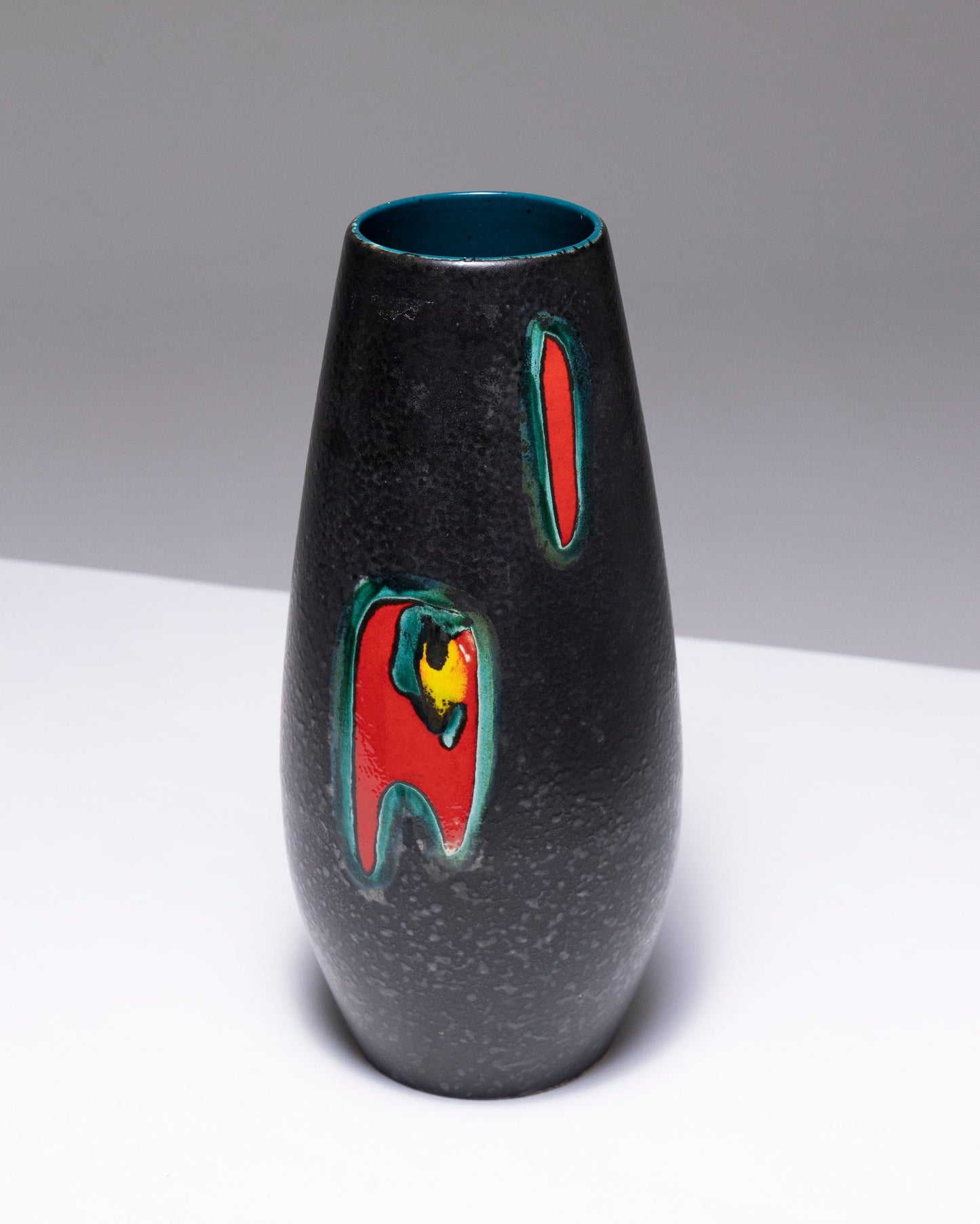 BLACK EARTHENWARE VASE, 1950s