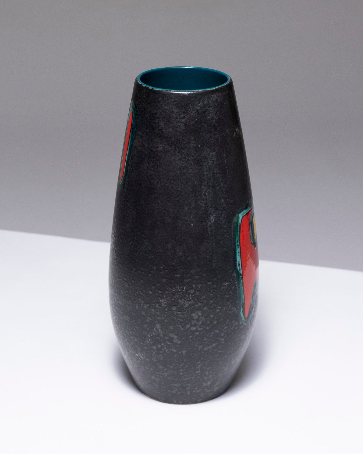 BLACK EARTHENWARE VASE, 1950s