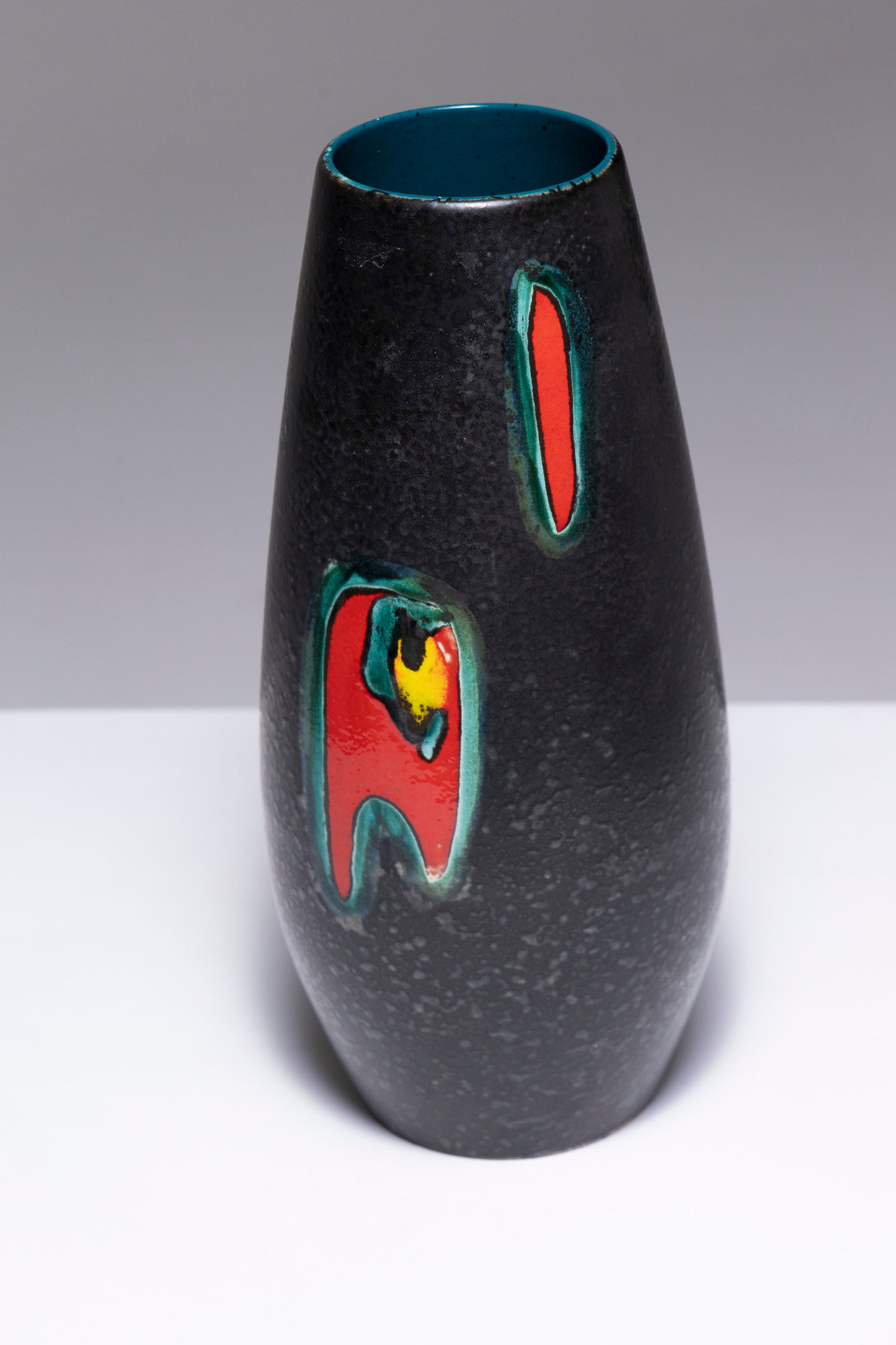 BLACK EARTHENWARE VASE, 1950s