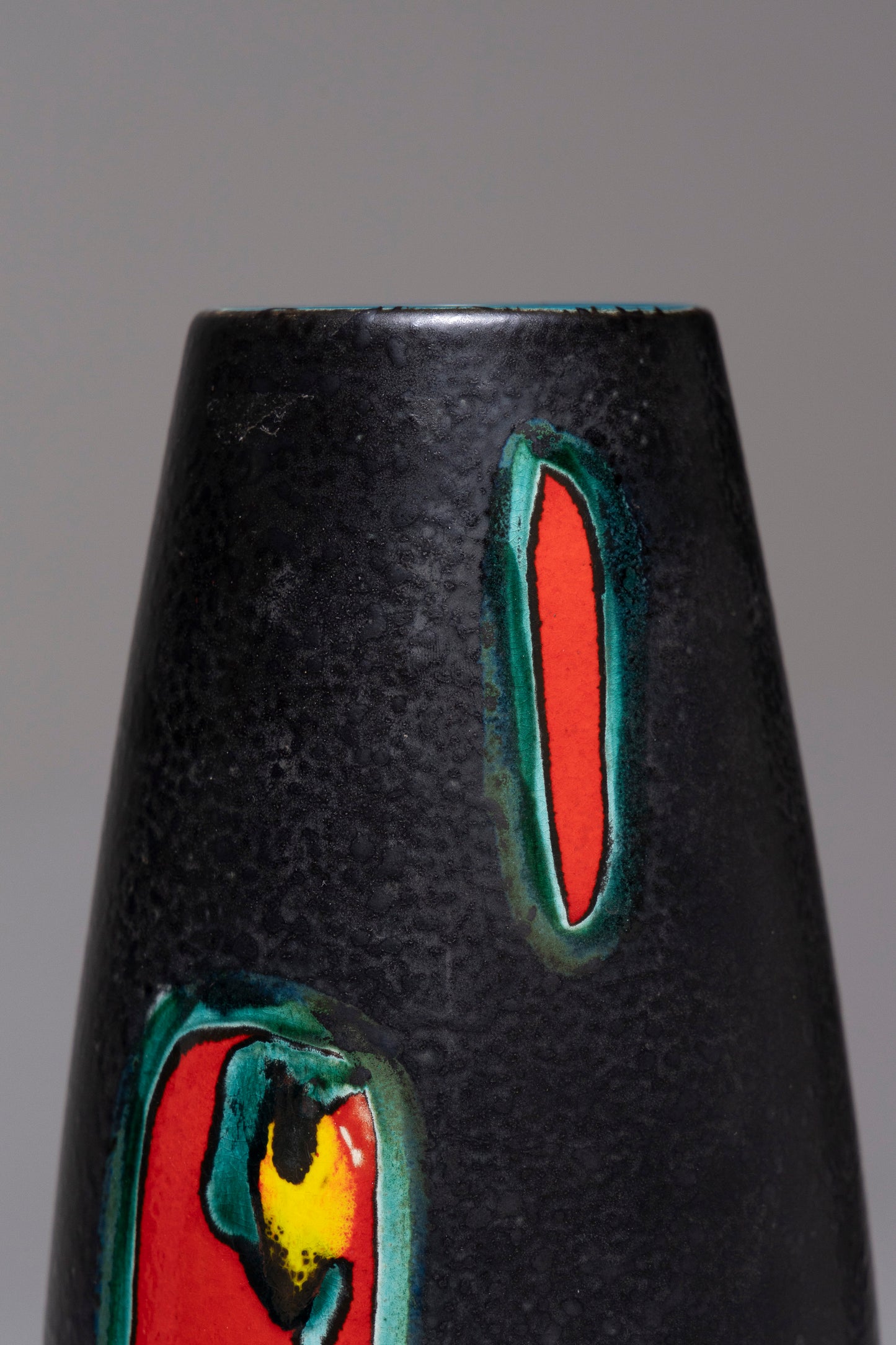 BLACK EARTHENWARE VASE, 1950s