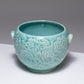 TURQUOISE EARTHENWARE PLANTER, ORCHIES, 1950s