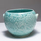 TURQUOISE EARTHENWARE PLANTER, ORCHIES, 1950s