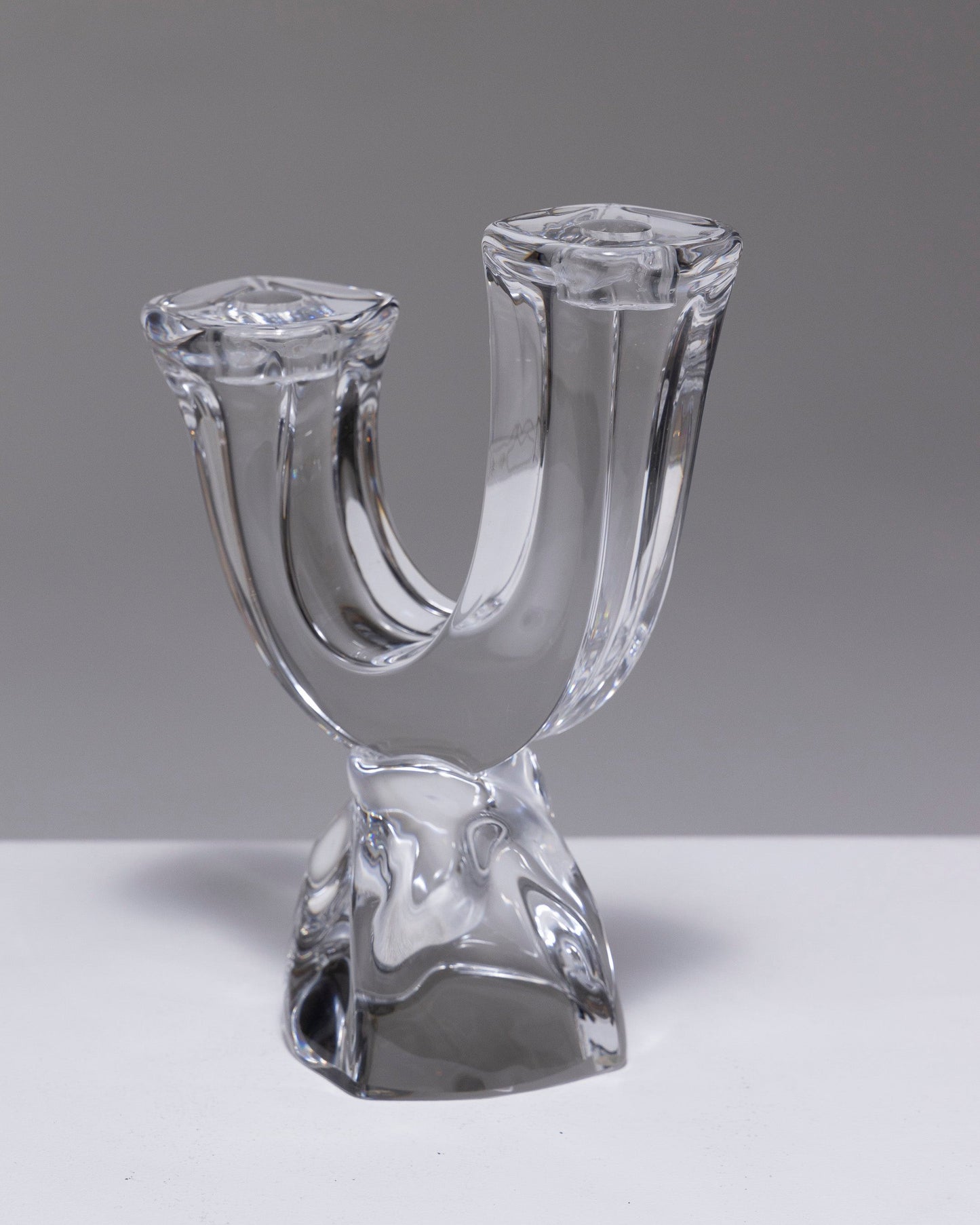 CRYSTAL CANDLE HOLDER, DAUM, 1950s