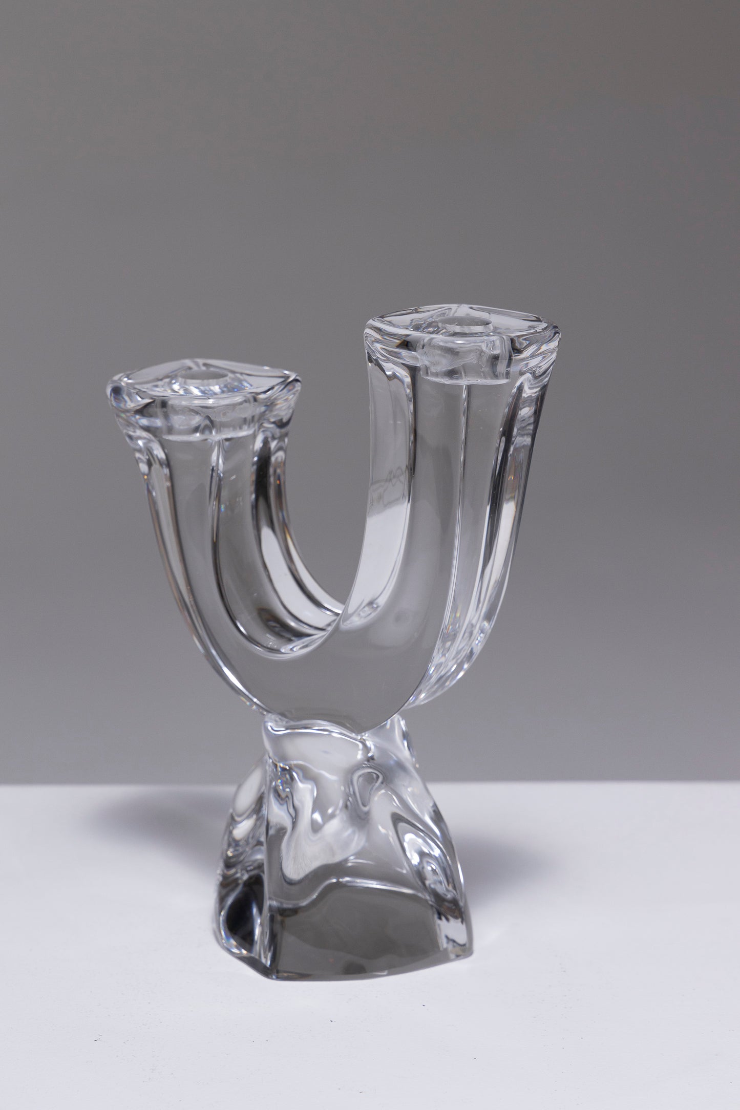 PAIR OF CRYSTAL CANDLESTICKS, DAUM, 1950s