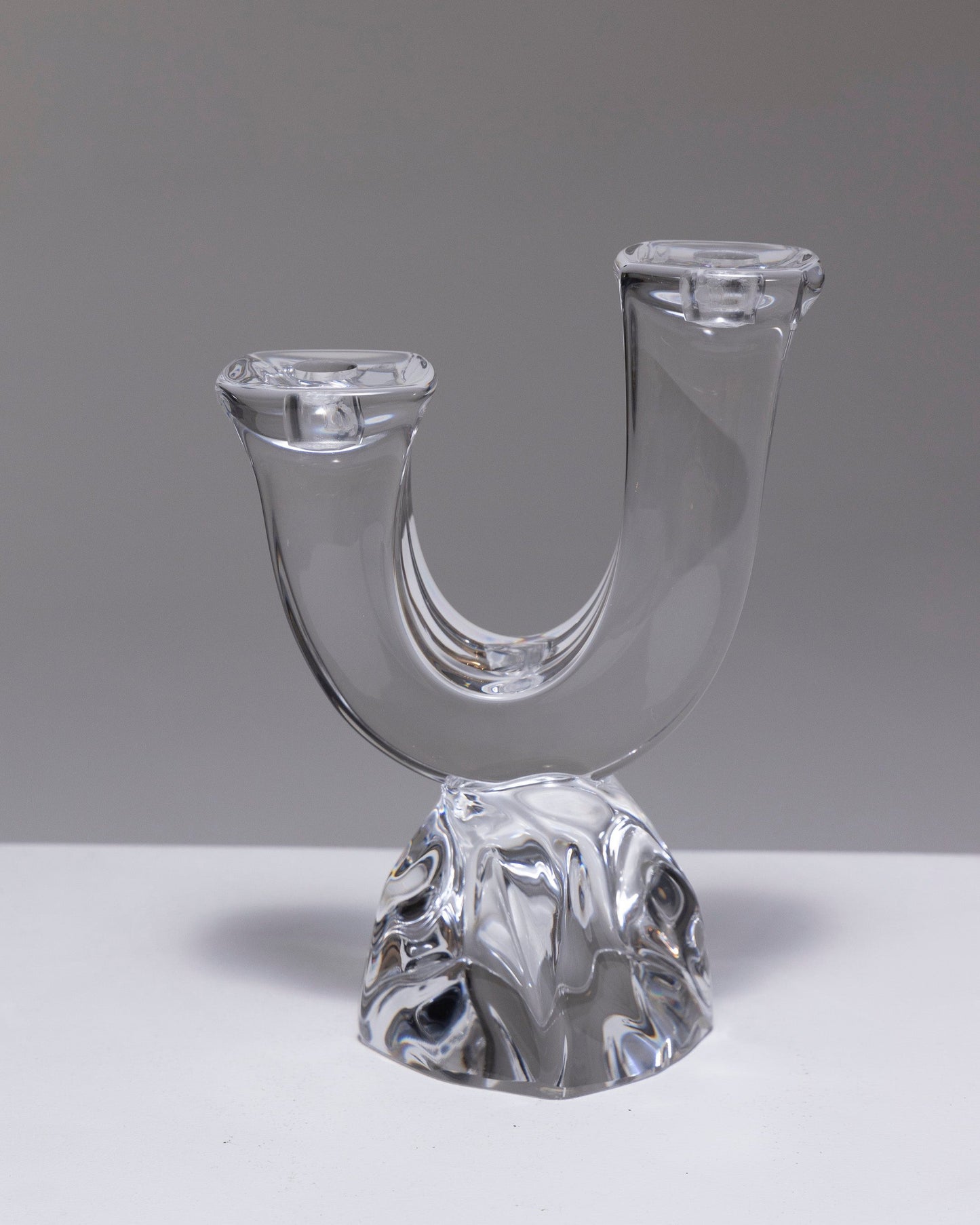 CRYSTAL CANDLE HOLDER, DAUM, 1950s