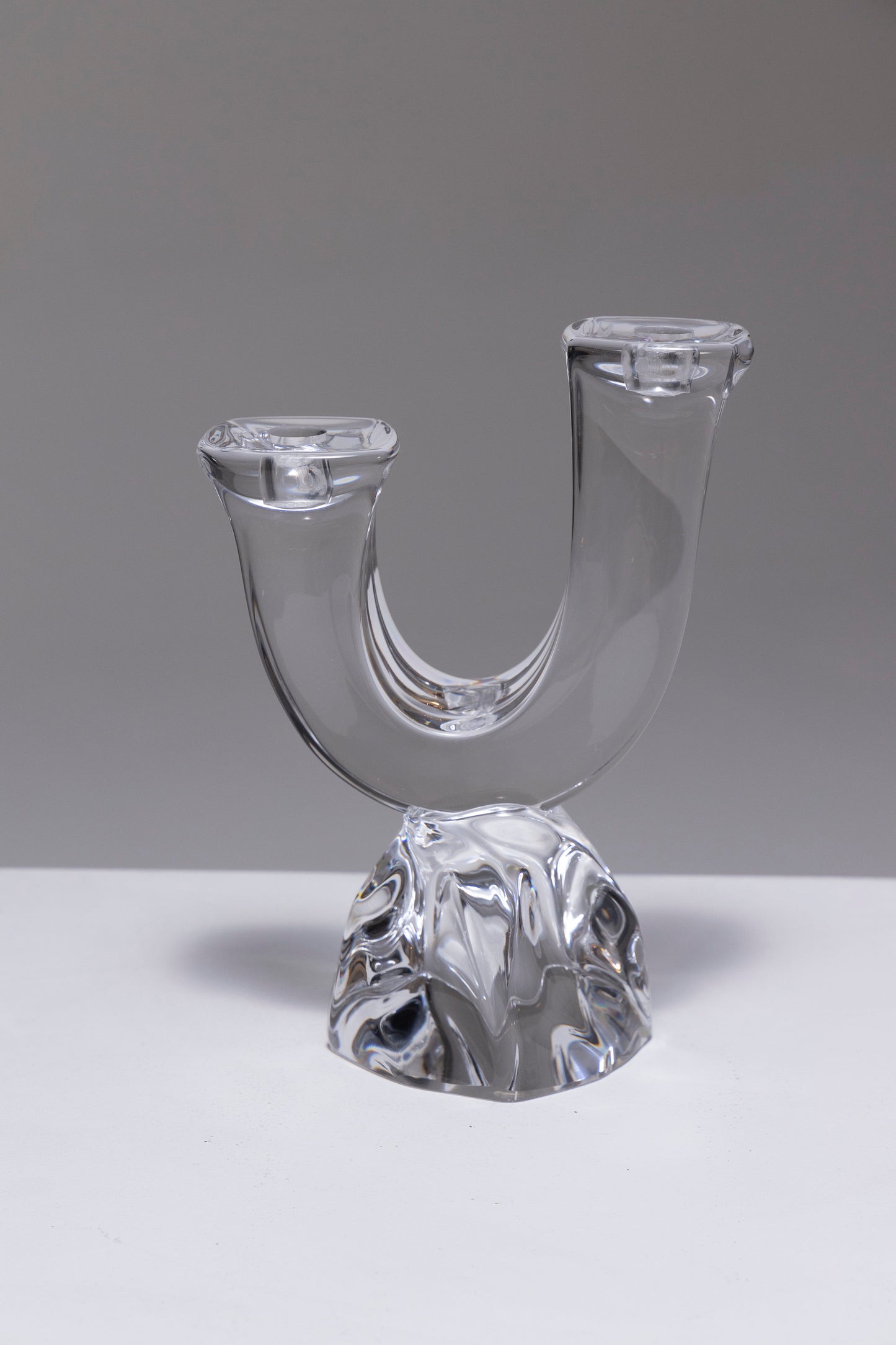 PAIR OF CRYSTAL CANDLESTICKS, DAUM, 1950s