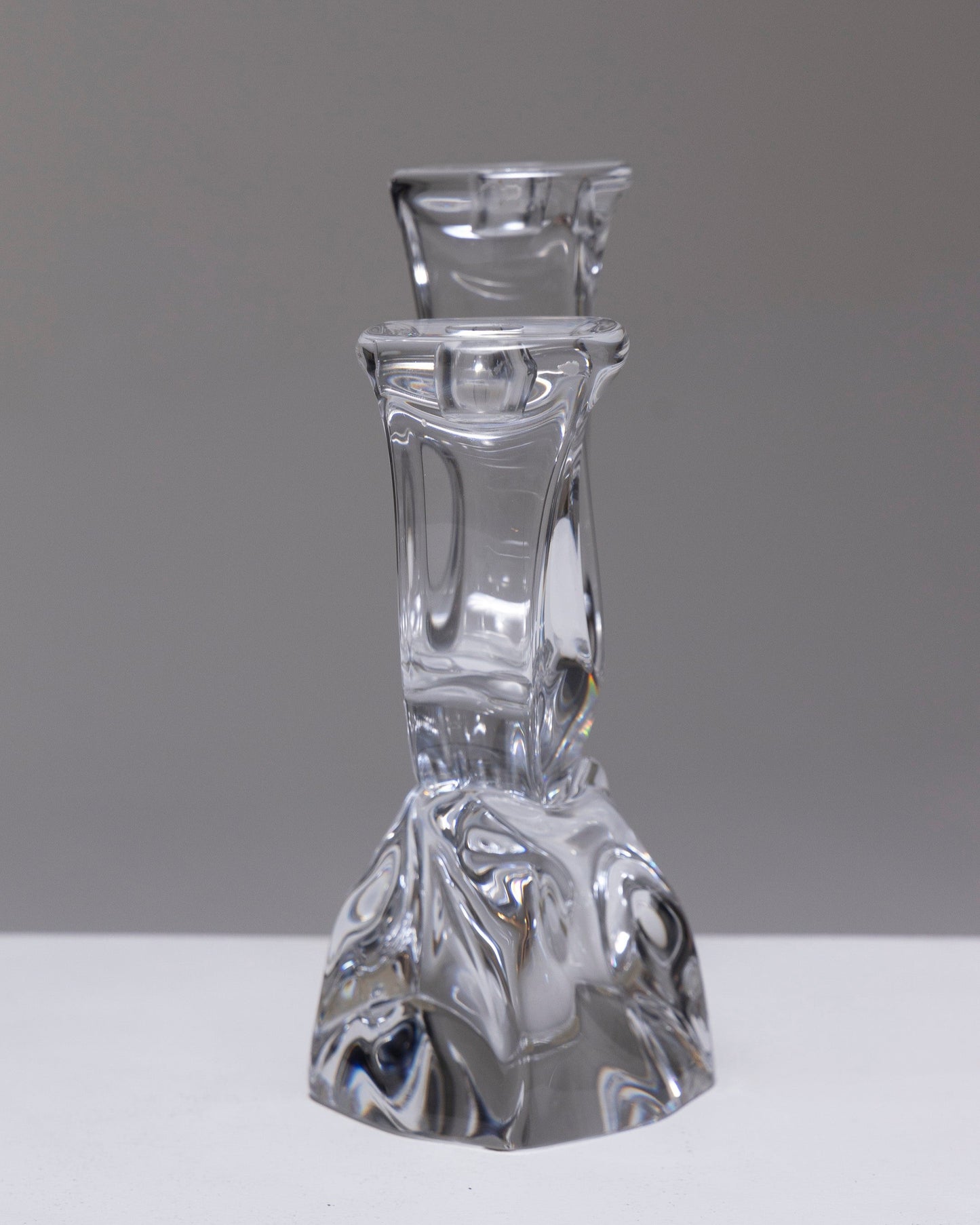 CRYSTAL CANDLE HOLDER, DAUM, 1950s