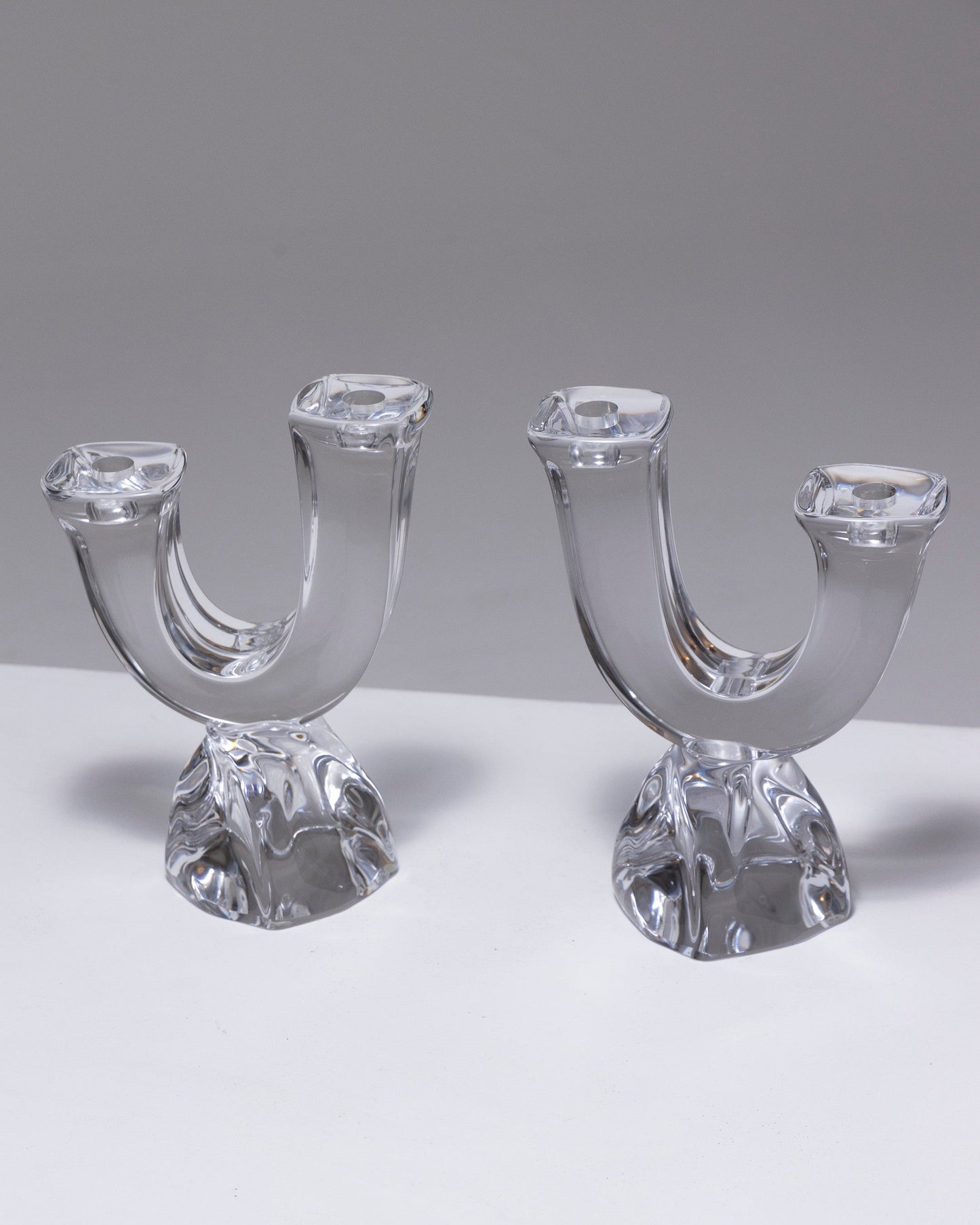 CRYSTAL CANDLE HOLDER, DAUM, 1950s