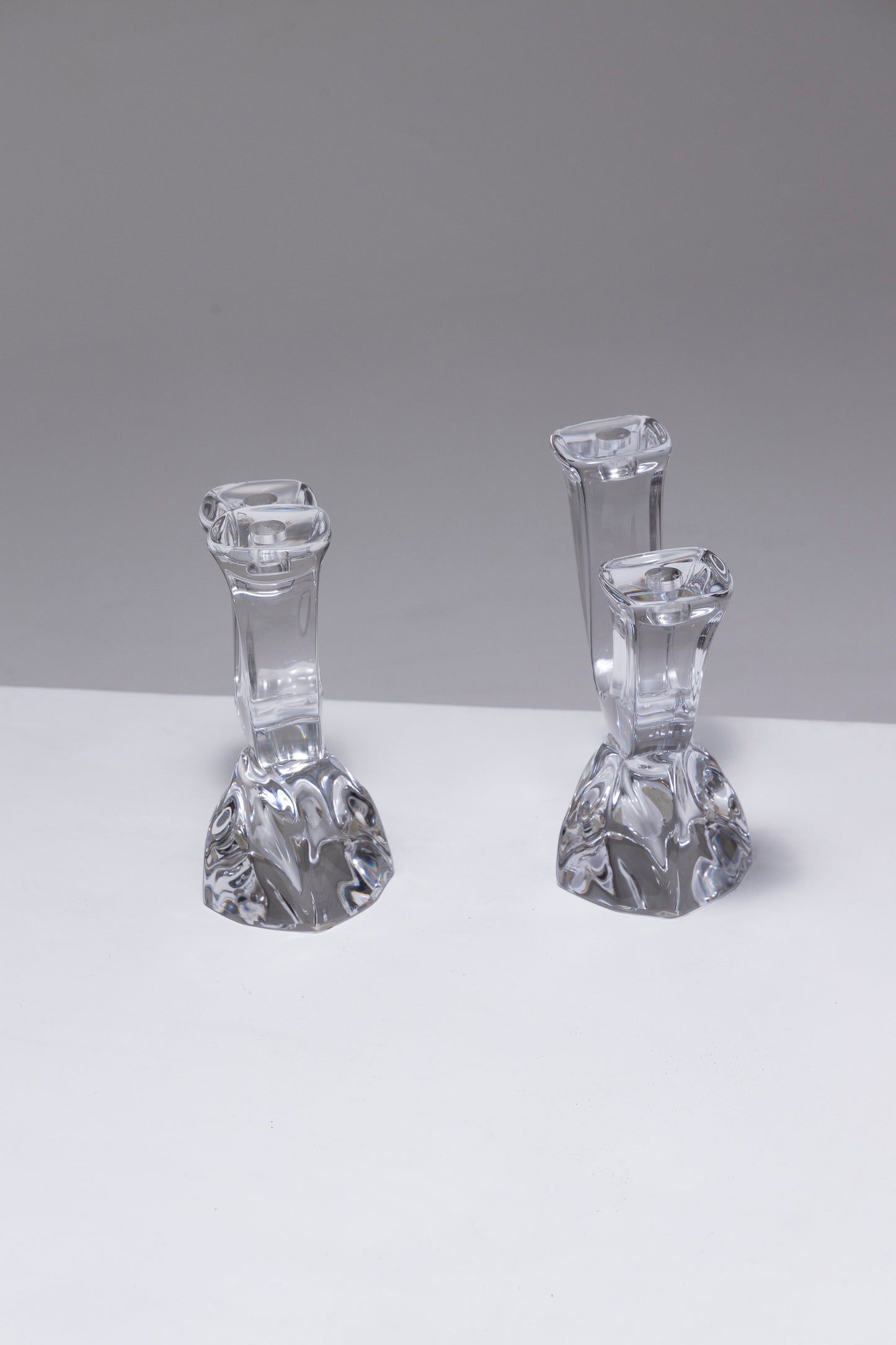 PAIR OF CRYSTAL CANDLESTICKS, DAUM, 1950s