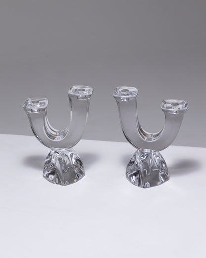 CRYSTAL CANDLE HOLDER, DAUM, 1950s