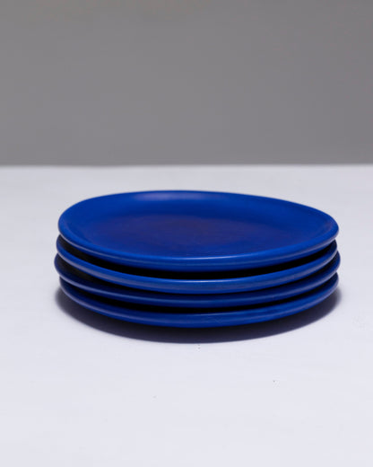 SET OF 4 BLUE CERAMIC PLATES, VALLAURIS, 1960s