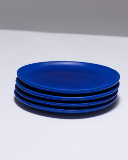 SET OF 4 BLUE CERAMIC PLATES, VALLAURIS, 1960s