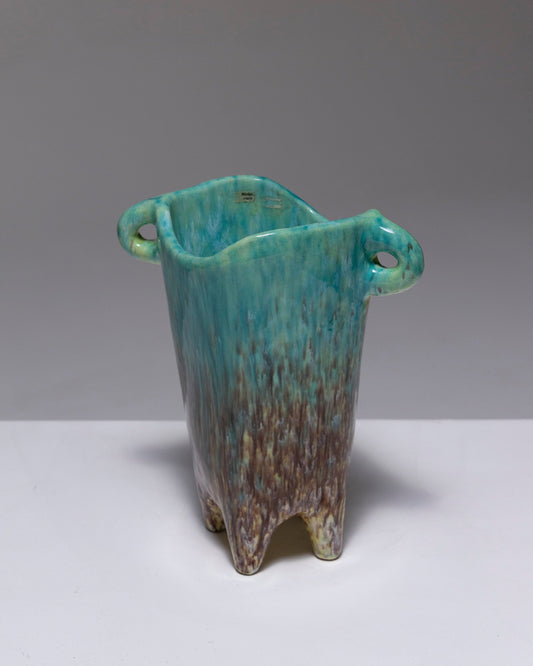 VASE EN FAÏENCE ÉMAILLÉE, ACCOLAY, 1950s