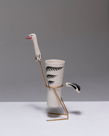 TALL OSTRICH EARTHENWARE CUP, 1960s