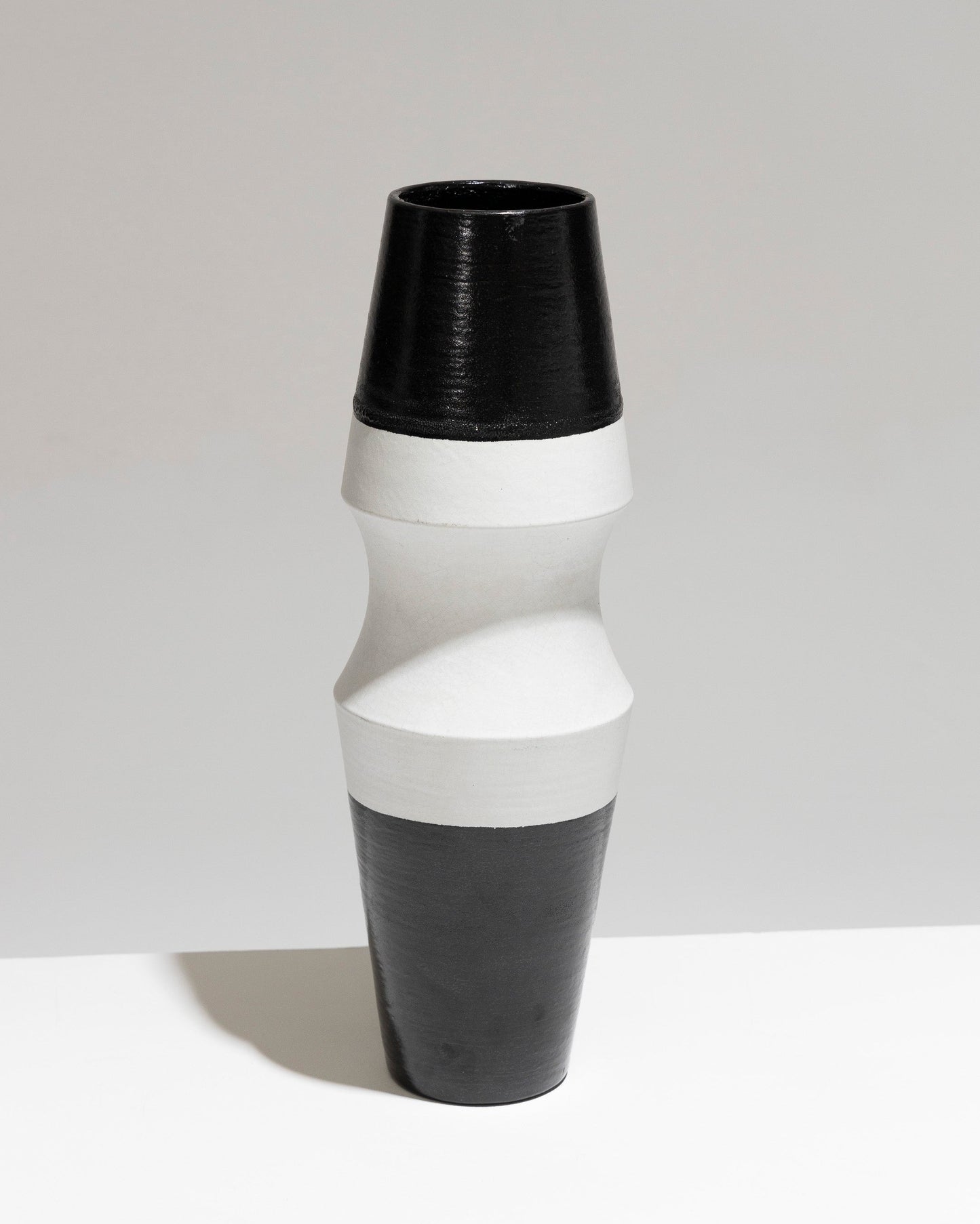 TALL GEOMETRIC STONEWARE VASE, 1980s