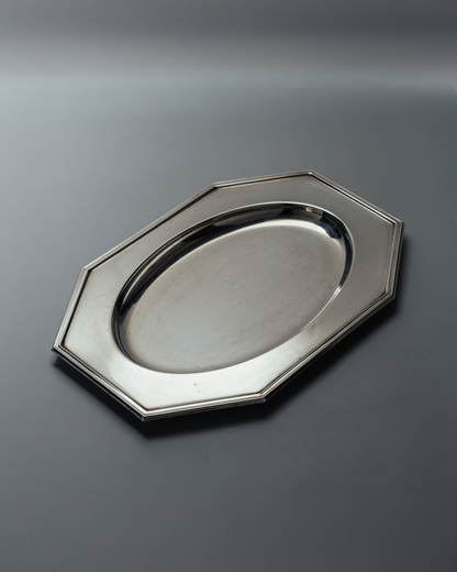 SILVER-PLATED METAL TRAY, FLEURON, 1960s
