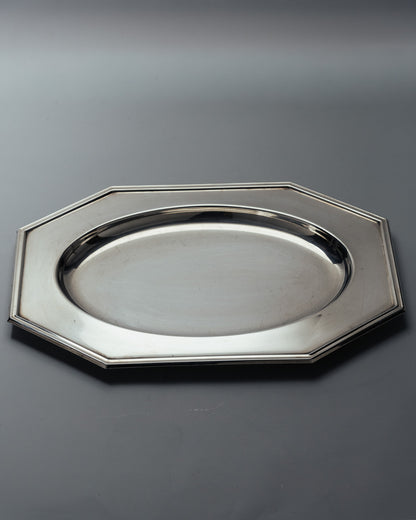 SILVER-PLATED METAL TRAY, FLEURON, 1960s