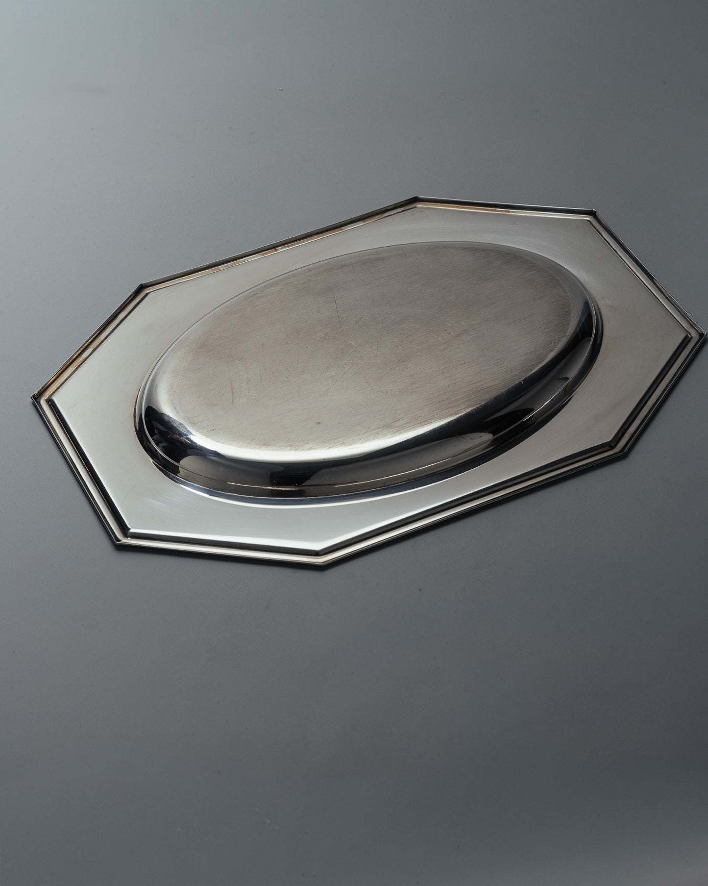 SILVER-PLATED METAL TRAY, FLEURON, 1960s