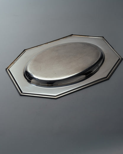 SILVER-PLATED METAL TRAY, FLEURON, 1960s
