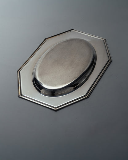 SILVER-PLATED METAL TRAY, FLEURON, 1960s
