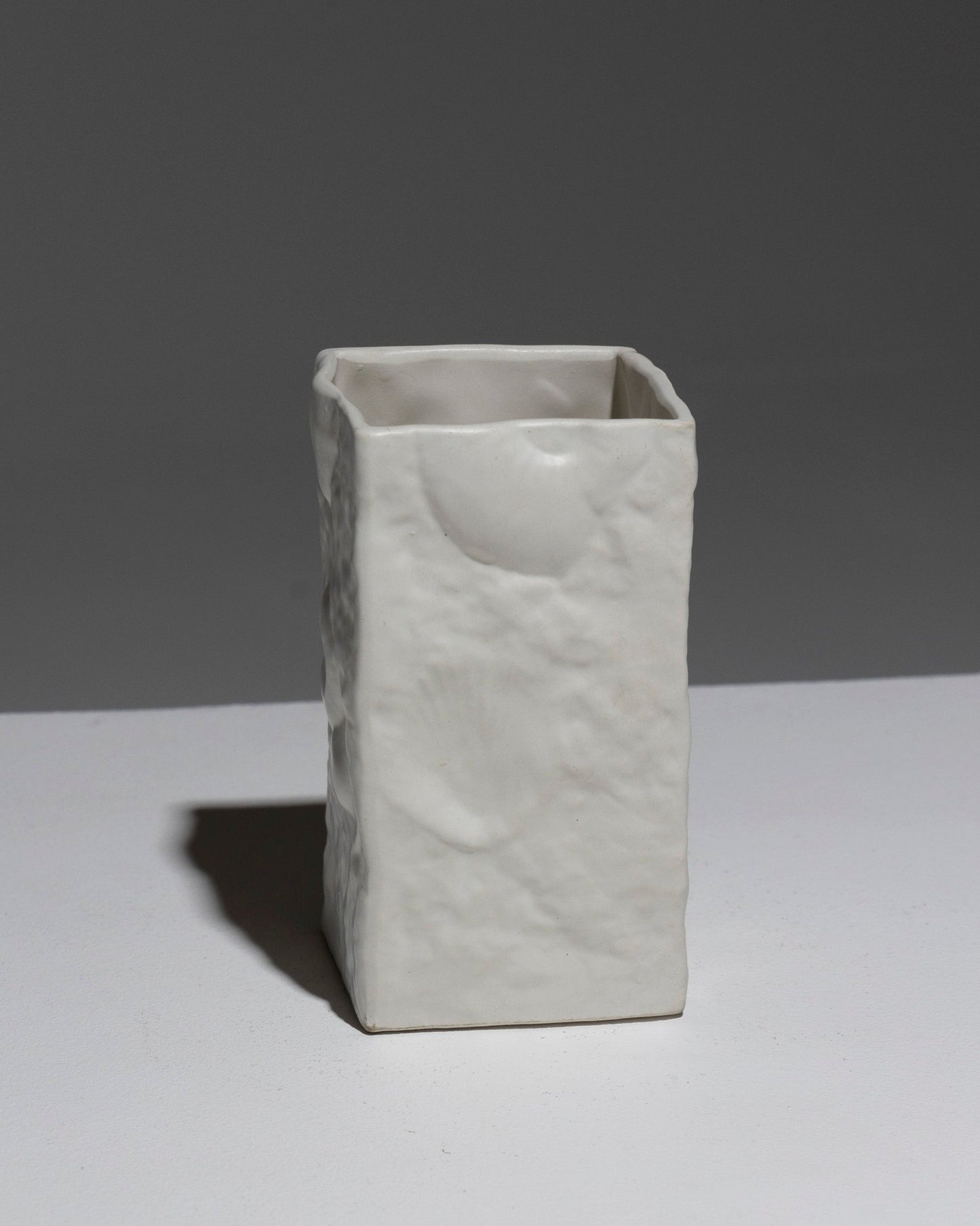 SMALL SQUARE PORCELAIN VASE, 1980s